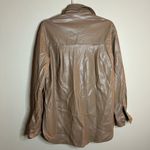 Camel Brown Pleather Shacket Photo 1
