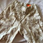 LUXMI linen tropical flower wide‎ leg pants White Photo 2