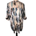 Tunic Top Size XL Lace Pleated Slinky Stretchy Knit Short Sleeve Blue Neutral Photo 1