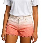 Hot Kiss Pink White Ombré Lace Denim Shorts Juniors Size 11 Raw Hem Photo 0