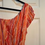 Free People Women’s  Mini Dress Rope Tie Ruffle Hem Orange Stripe Size Medium Photo 6