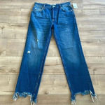 Free People NWT  We The Free Maggie Mid Rise Straight In Sequoia Blue Sz 25 Photo 3