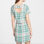 Cooper and Ella Pink Green Plaid Print Back Cutout Short Sleeve Dress size Small Photo 1