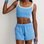 Madewell Terry Ribbed Bralette Crop Top Blue Athleisure Active Casual XS NWT Photo 0