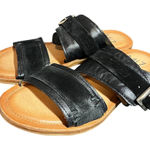 Miz Mooz  Leather Double Band Slide Sandals -‎ Florra Black Womens 38 US 7.5-8 Photo 0