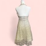 B Darlin Vintage Y2K B.Darlin Size 9/10 Halter Dress‎ Lace Cream Floral Empire Waist Bow Photo 2