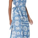 Rebecca Taylor Linen Paper Fleur Whisper Midi Dress Blue Size XS Photo 14