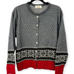 VINTAGE 80's TALLY HO | M | Cardigan Knit Sweater Coach Buttons WOMENS Holiday Gray Size M Photo 0