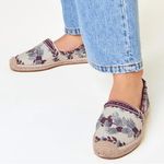 Tory Burch Grosgrain Whipstitch Floral Imperial Garnet Espadrilles Flat,Sz 7,NIB Photo 4