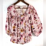 Knox Rose M Boho Peasant Multicolor Berry Floral Top Photo 6