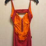 SCALA Vintage Orange Beaded Long Formal Prom Dress Backless Y2K 1990 100% Silk Red Photo 7