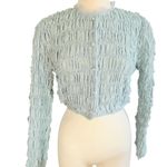 Sister Jane buttoned shirring top in dusty blue Size Medium Photo 4