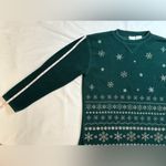 Brooks Vintage Bobbie  Fleece Snowflake Holiday Crew Jumper - Forest Green - M Photo 9