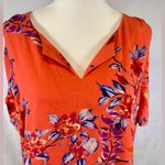 Daniel Rainn DR2 beautiful split neck orange floral blouse top size XL Photo 1