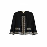 St. John Collection St. John Black Santana Knit Blazer Size 16 Fringe Embroidered Trim Long Sleeve Photo 1
