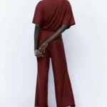 ZARA NWT LONG JACQUARD JUMPSUIT Burgundy Photo 5