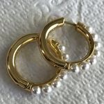 Lele Sadoughi Gold Hoop Earrings with Pearls  Photo 3