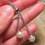 Sterling Silver Pearl Lariat 925  Italy Necklace Photo 9