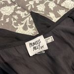 Princess Polly Isabella Silky Tie Front Crop Top Black Ruched Side/Sleeve US 4 Photo 4