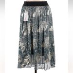 LuLaRoe  Blue Gold Metallic Elegant Collection Midi A-Line LoLa Skirt Size M NWT Photo 1