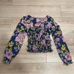 Free People Lolita Top Long Sleeve Cropped Smocked Tie Top Size XS Photo 1