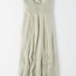 American Eagle  Outfitters Midi Dress Satin Cowl Neck Slit Sage Green Large Photo 1