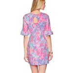 Lilly Pulitzer  Fiesta Stretch Dress 00 Pink Aquadesiac Ruffle Sleeve Mini Summer Photo 12