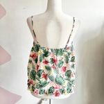 Isaac Mizrahi White Tropical Print Tank Top, Coconut Girl Y2K Boho Resortwear‎ Small Photo 2