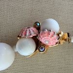 Vintage Mother of Pearl & Crystal Necklace with Pink Enamel Accents Photo 5