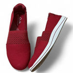 Clarks Cloudsteppers Breeze Vibe Red Slip On Loafer Shoes Women Size 7 M Photo 0