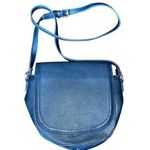 Sole Society Nordstrom Vegan Leather Flap Front Crossbody Saddle Bag Purse Blue Photo 0