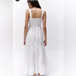 ZARA  Voluminous White Cotton Poplin Dress Long Smocking New Bloggers Favorite XS Photo 10