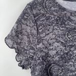Y2K Top Large Short Sleeve 2000s Lace Print Rhinestones Babydoll Bratz Vintage Black Photo 7