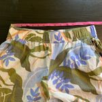 Tahari Linen Wide Leg Pants Medium Floral Leaf Print Elastic Waist Resort Boho Photo 7