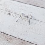 V Shape Stud Earrings with Clear Gems Silver Photo 2