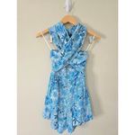 Petal and Pup LeLe Halter Romper Size XS Blue Floral Rayon Linen Blend NEW Photo 1