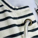 Madewell Lace Up Top SMALL Cream Blue Nautical Striped Short Sleeve Knit Casual Photo 4