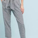 Anthropologie Cartonnier navy gingham tie waist pleated pant 4 Photo 0