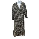 The Nines by Hatch Gray Floral Maxi Maternity Dress Large Ruffle Collar Size undefined Photo 2