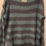 Michael Stars  Dropped Shoulder Stripe Sweater Green & black striped size small Photo 0