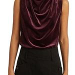 Reiss NWT  Wo Lola Draped Velvet Top - Berry Burgundy Large Photo 0
