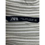 ZARA  Green Striped Collared Long Sleeve Button Down Crop Shirt Blouse Top Size L Photo 2