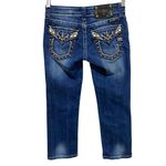 Miss Me Blue Capri Cropped Jeans Embellished Design Low-Rise Size 25 Dark Blue Photo 1