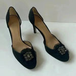 Vera Wang  Black Satin D’Orsay Heels w/ Crystal Toe – Size 9 Photo 0