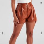 Women's Brown Leather Shorts Photo 1