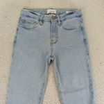 frame denim FRAME Le Crop Mini Boot Jeans Light Wash Distressed Raw Hem Size 26 Kick Flare Photo 7