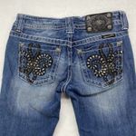 Miss Me Jeans Womens Sz 27 boot cut blue Denim Embellished Fleur de lis Pockets Photo 1
