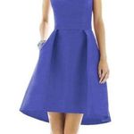 Alfred Sung Dupioni Dress Women 18 Blue Pleated Hi Lo Fit Flare Elegant Timeless Photo 0