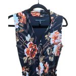 White House | Black Market WHBM XS Terrace Floral Black V-Neck Shift Jersey Dress With Metal Tassel Belt Photo 4