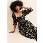 Free People  Witchy Oasis Printed Midi Dress Black Floral XS Bohemian Prairie Photo 11